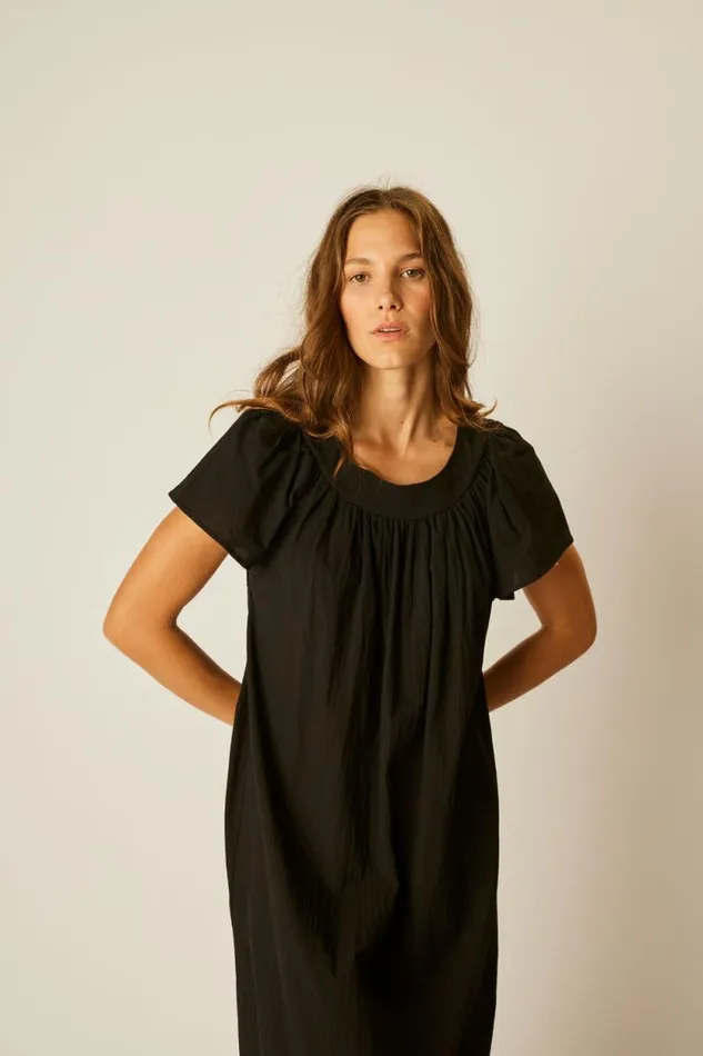 Dresses Shop Natalie Martin SIENNA DRESS Black Flat Cotton