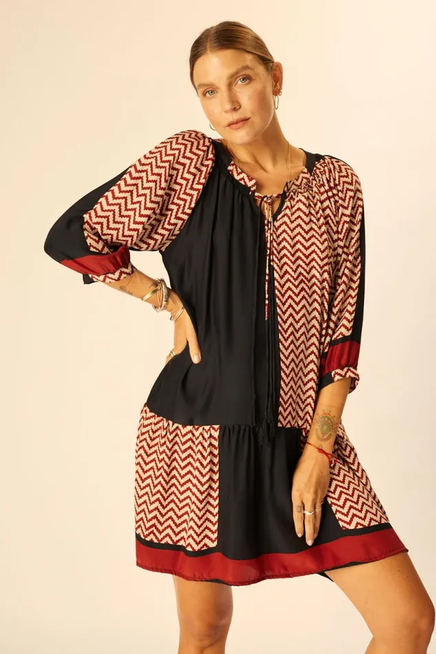 Dresses Shop Natalie Martin STEVIE DRESS Block Zigzag Noire