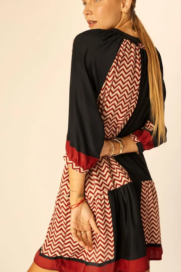 Dresses Shop Natalie Martin STEVIE DRESS Block Zigzag Noire