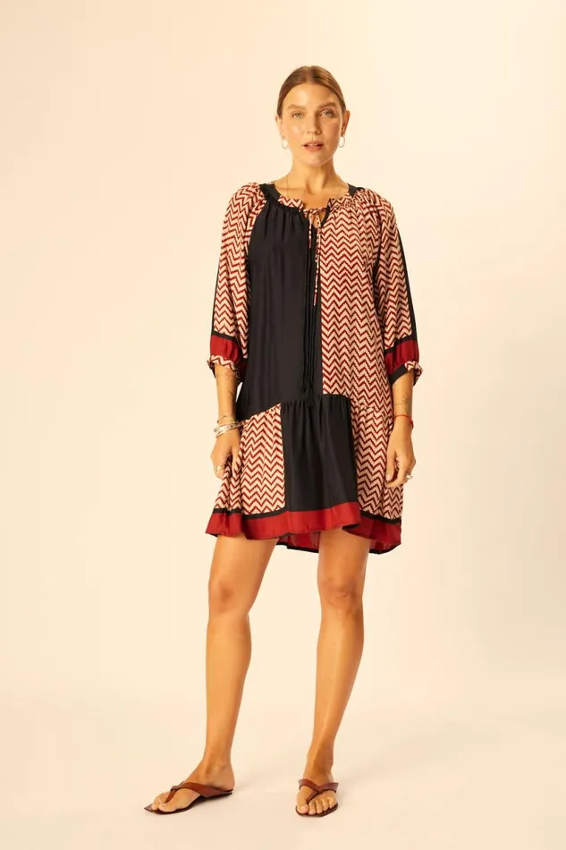 Dresses Shop Natalie Martin STEVIE DRESS Block Zigzag Noire