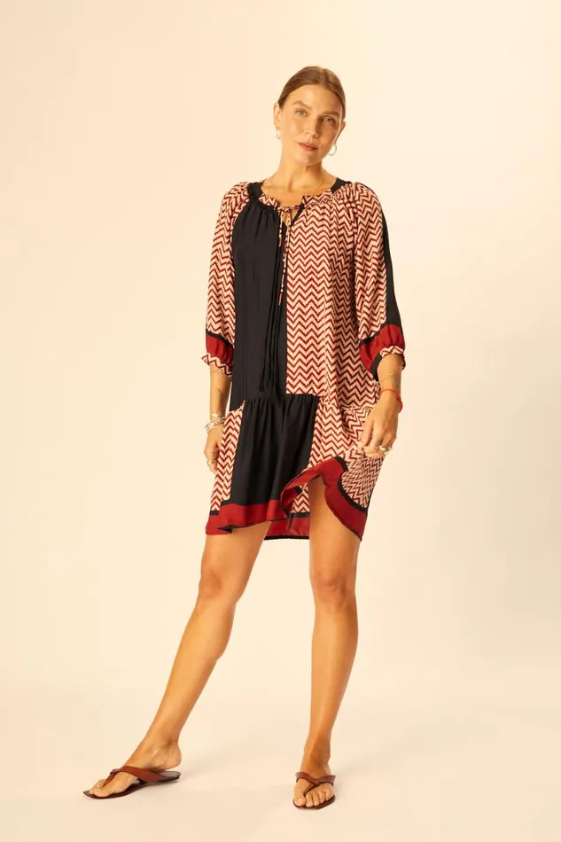 Dresses Shop Natalie Martin STEVIE DRESS Block Zigzag Noire