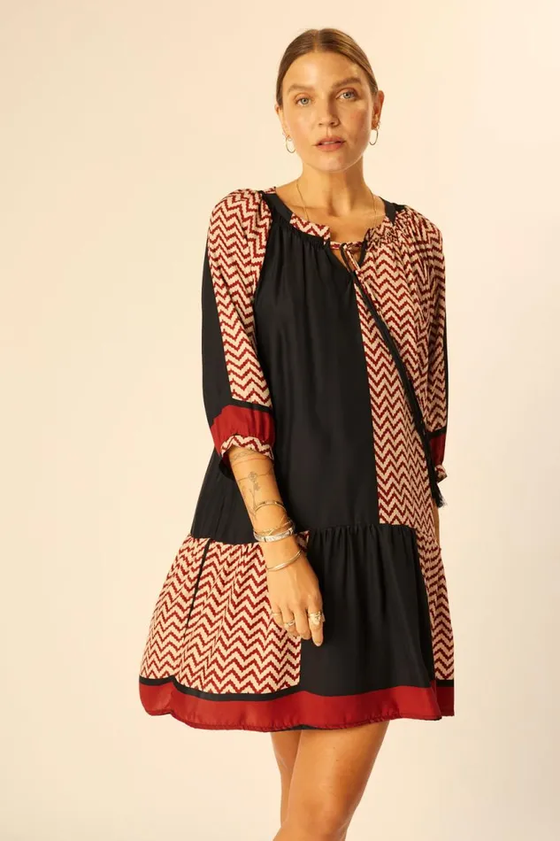 Dresses Shop Natalie Martin STEVIE DRESS Block Zigzag Noire