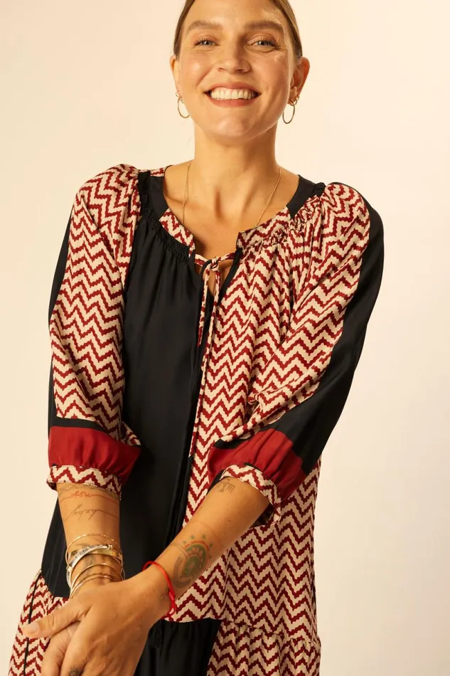 Dresses Shop Natalie Martin STEVIE DRESS Block Zigzag Noire