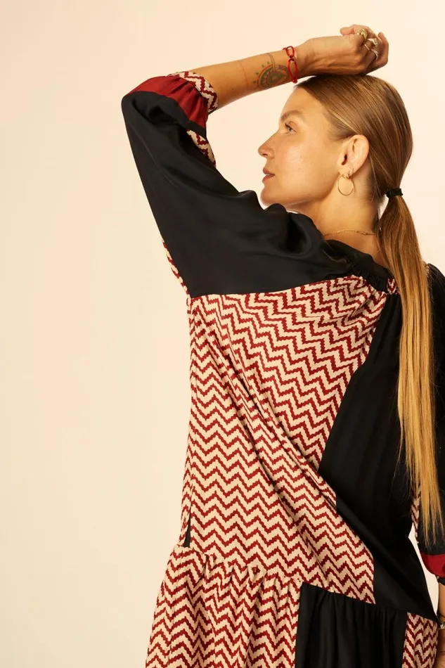 Dresses Shop Natalie Martin STEVIE DRESS Block Zigzag Noire