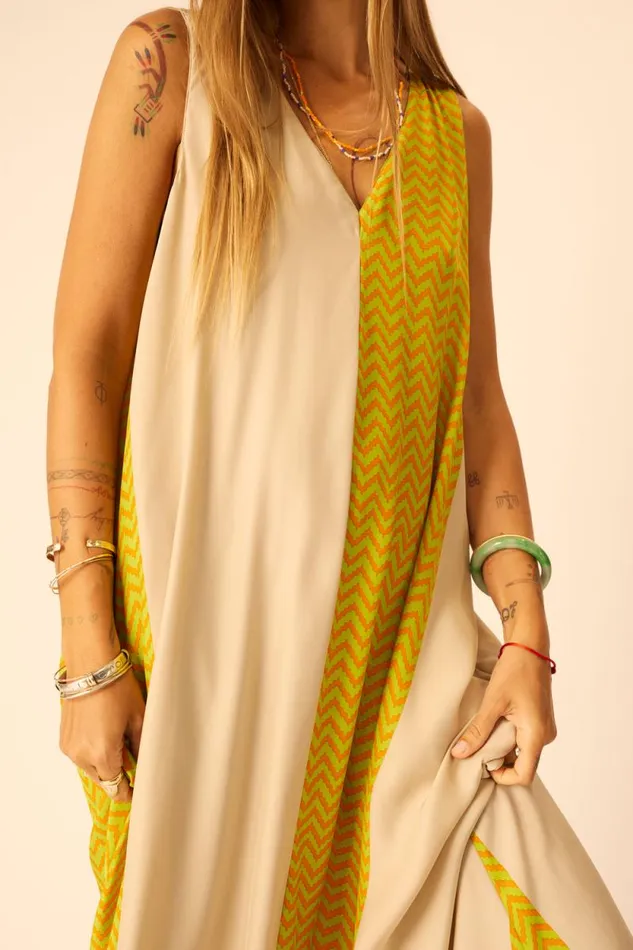 Dresses Shop Natalie Martin TOVA MAXI Block Zigzag Tangerine
