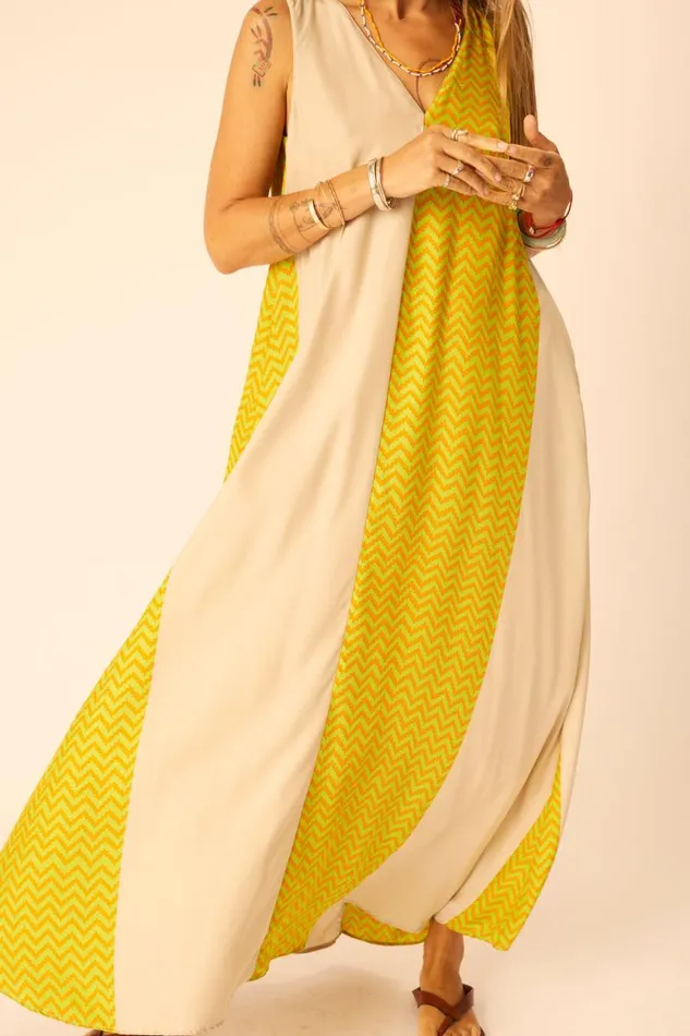 Dresses Shop Natalie Martin TOVA MAXI Block Zigzag Tangerine