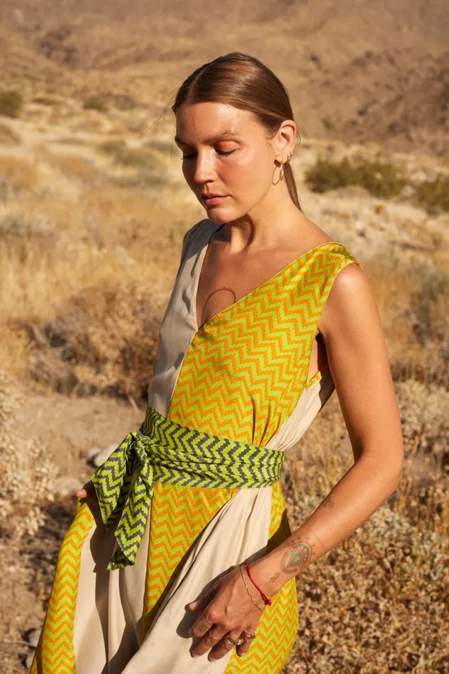 Dresses Shop Natalie Martin TOVA MAXI Block Zigzag Tangerine