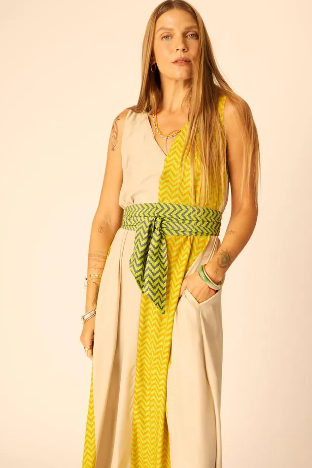 Dresses Shop Natalie Martin TOVA MAXI Block Zigzag Tangerine