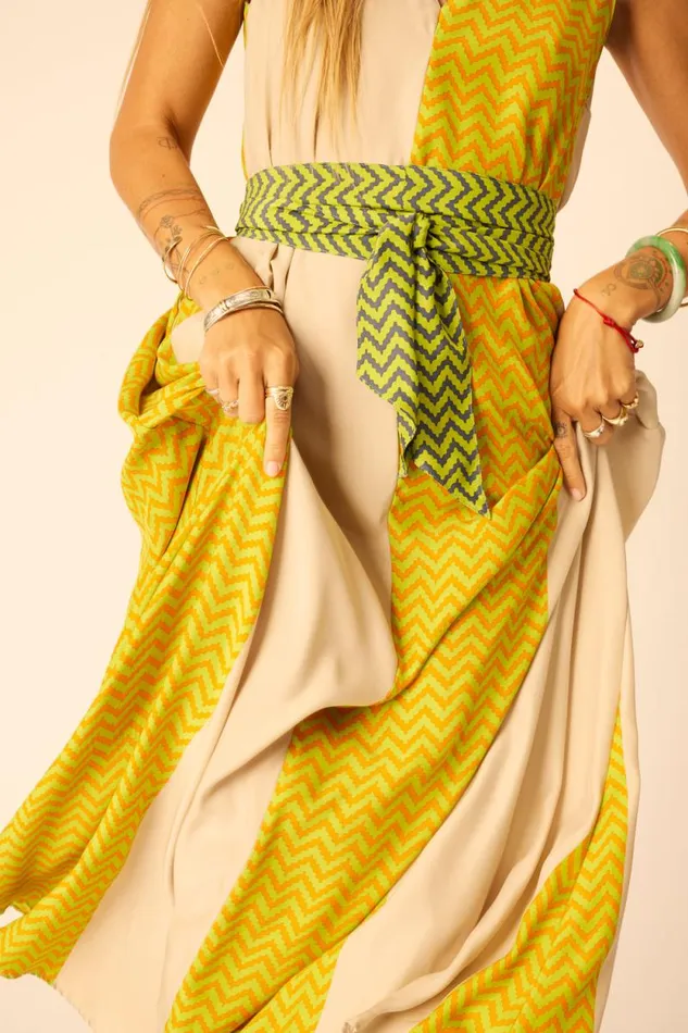 Dresses Shop Natalie Martin TOVA MAXI Block Zigzag Tangerine