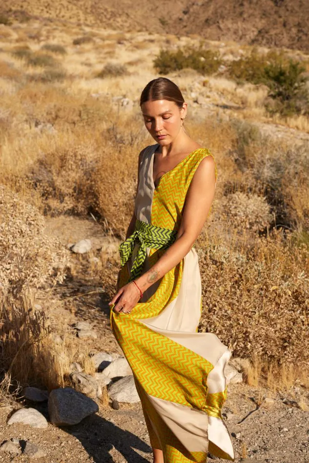 Dresses Shop Natalie Martin TOVA MAXI Block Zigzag Tangerine