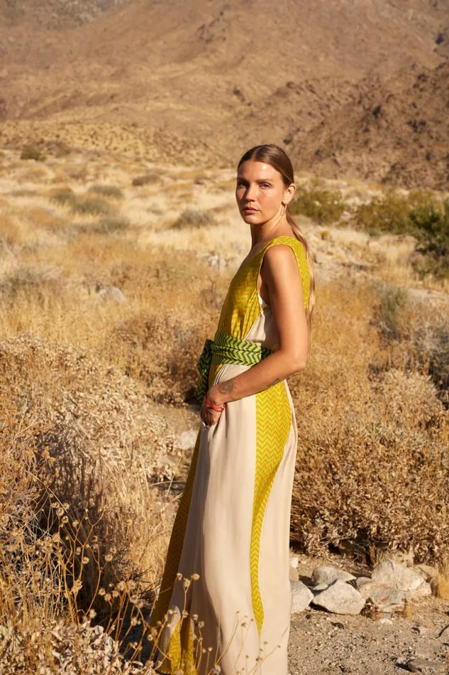 Dresses Shop Natalie Martin TOVA MAXI Block Zigzag Tangerine