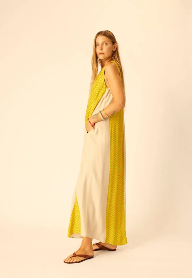 Dresses Shop Natalie Martin TOVA MAXI Block Zigzag Tangerine
