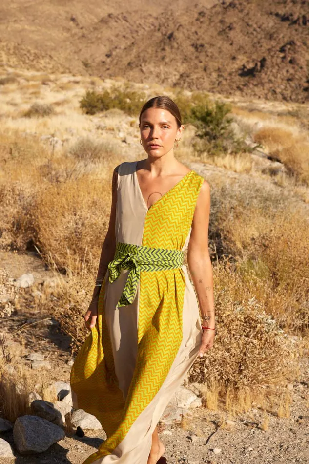 Dresses Shop Natalie Martin TOVA MAXI Block Zigzag Tangerine