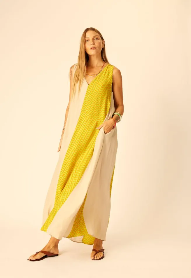 Dresses Shop Natalie Martin TOVA MAXI Block Zigzag Tangerine