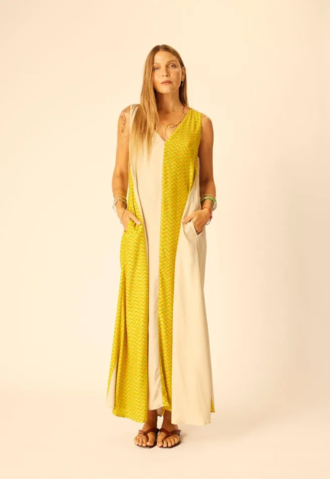 Dresses Shop Natalie Martin TOVA MAXI Block Zigzag Tangerine