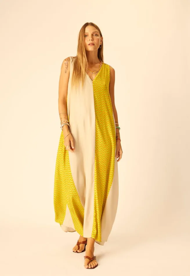 Dresses Shop Natalie Martin TOVA MAXI Block Zigzag Tangerine