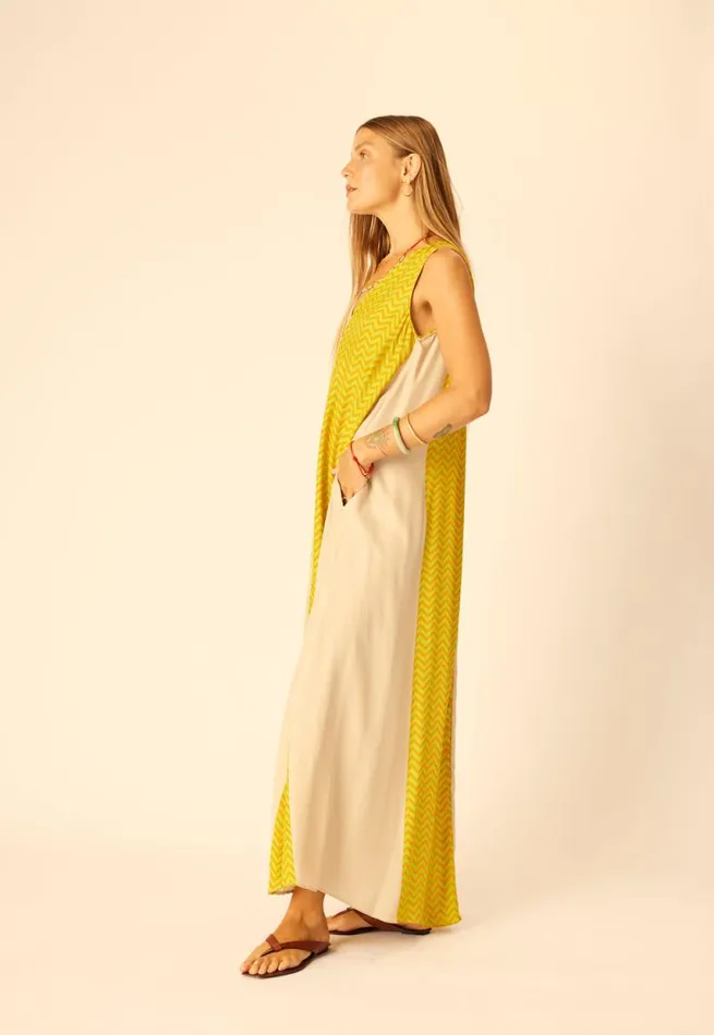 Dresses Shop Natalie Martin TOVA MAXI Block Zigzag Tangerine