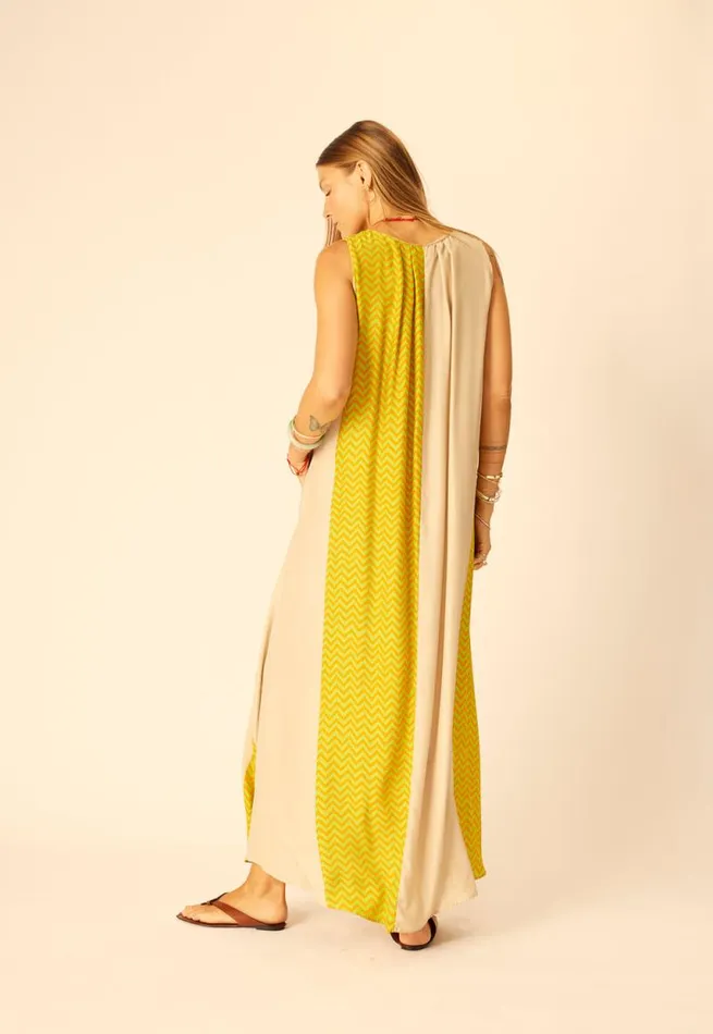 Dresses Shop Natalie Martin TOVA MAXI Block Zigzag Tangerine
