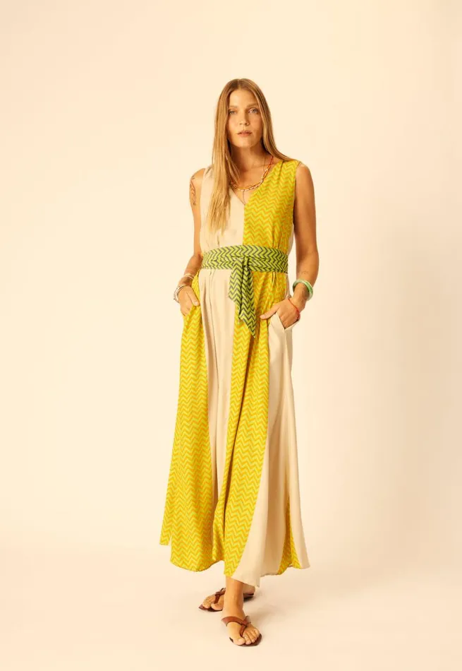 Dresses Shop Natalie Martin TOVA MAXI Block Zigzag Tangerine