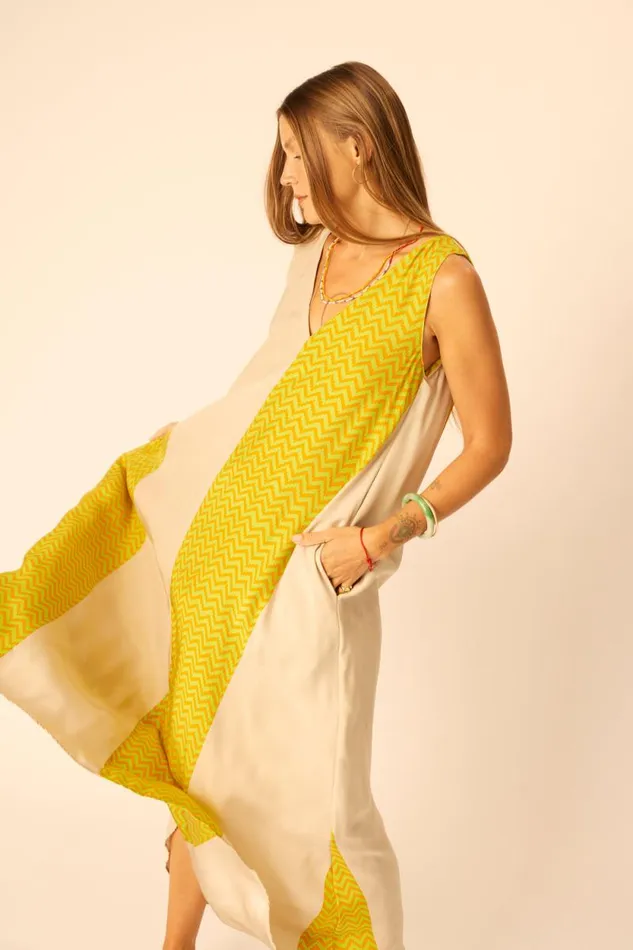Dresses Shop Natalie Martin TOVA MAXI Block Zigzag Tangerine