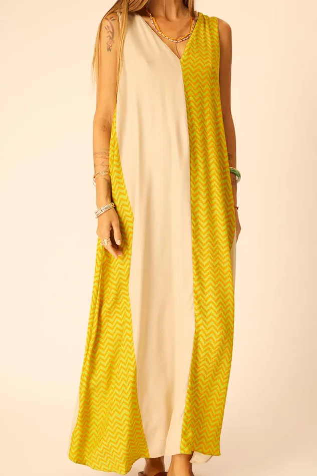 Dresses Shop Natalie Martin TOVA MAXI Block Zigzag Tangerine