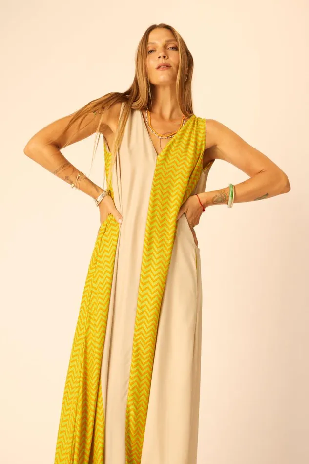 Dresses Shop Natalie Martin TOVA MAXI Block Zigzag Tangerine