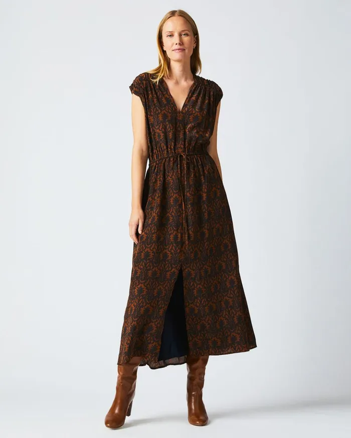 Dresses Women Billy Reid Vneck Maxi Dress Navybrown