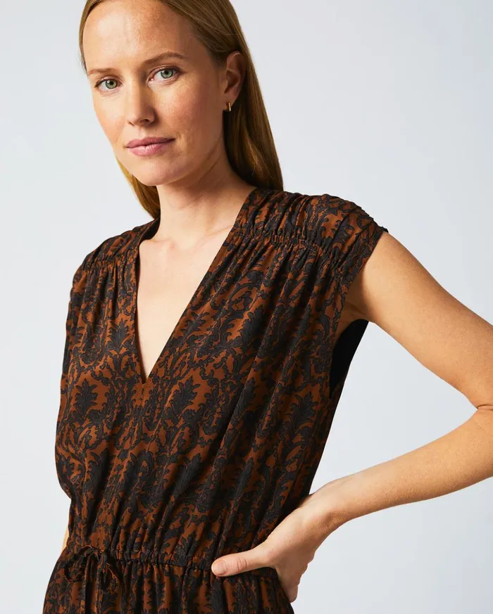 Dresses Women Billy Reid Vneck Maxi Dress Navybrown