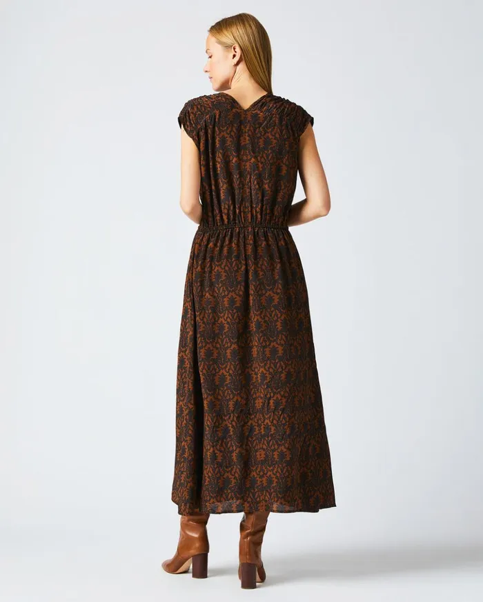 Dresses Women Billy Reid Vneck Maxi Dress Navybrown