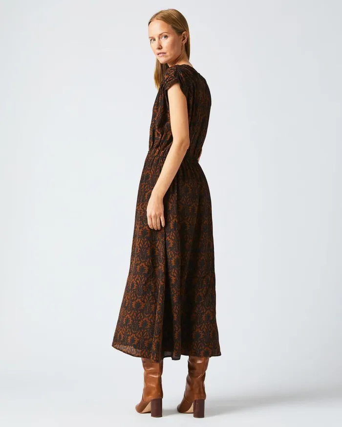 Dresses Women Billy Reid Vneck Maxi Dress Navybrown