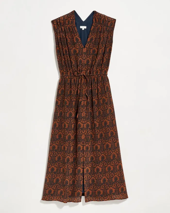 Dresses Women Billy Reid Vneck Maxi Dress Navybrown