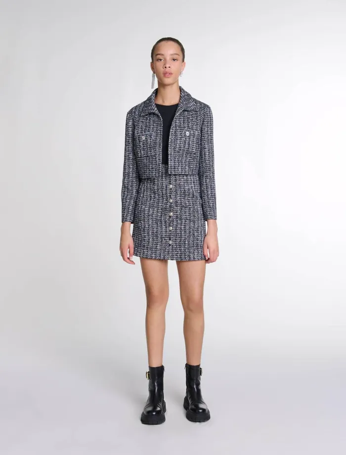 Dresses Women Maje 2In1 Tweed Dress Blackwhite