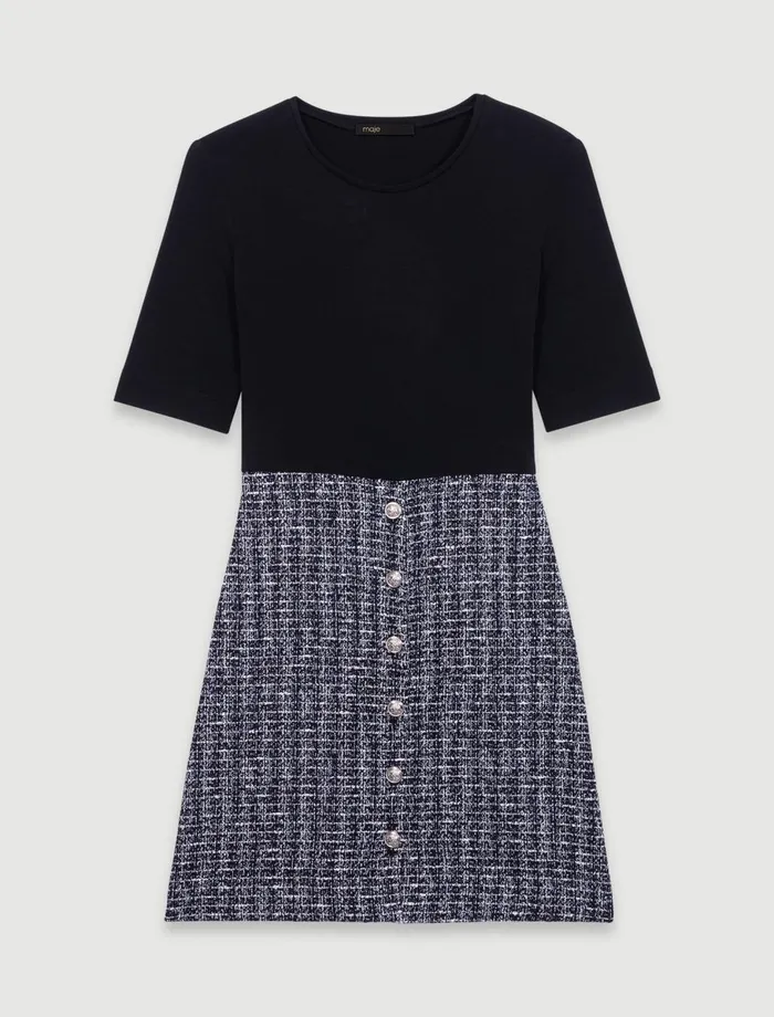 Dresses Women Maje 2In1 Tweed Dress Blackwhite