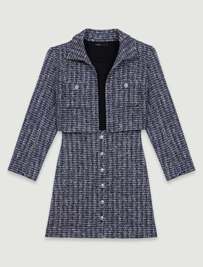 Dresses Women Maje 2In1 Tweed Dress Blackwhite