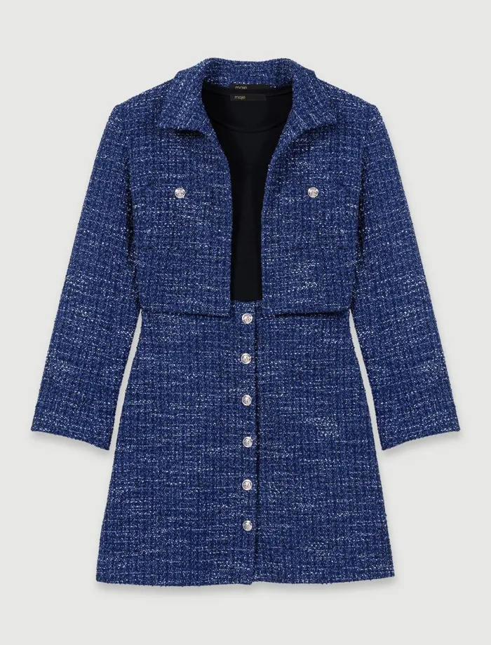 Dresses Women Maje 2In1 Tweed Dress Blue