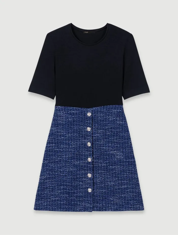 Dresses Women Maje 2In1 Tweed Dress Blue