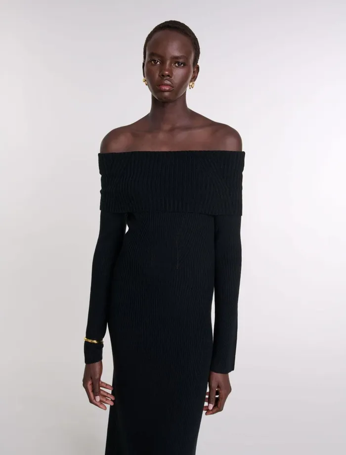 Dresses Women Maje Knit Maxi Dress Black