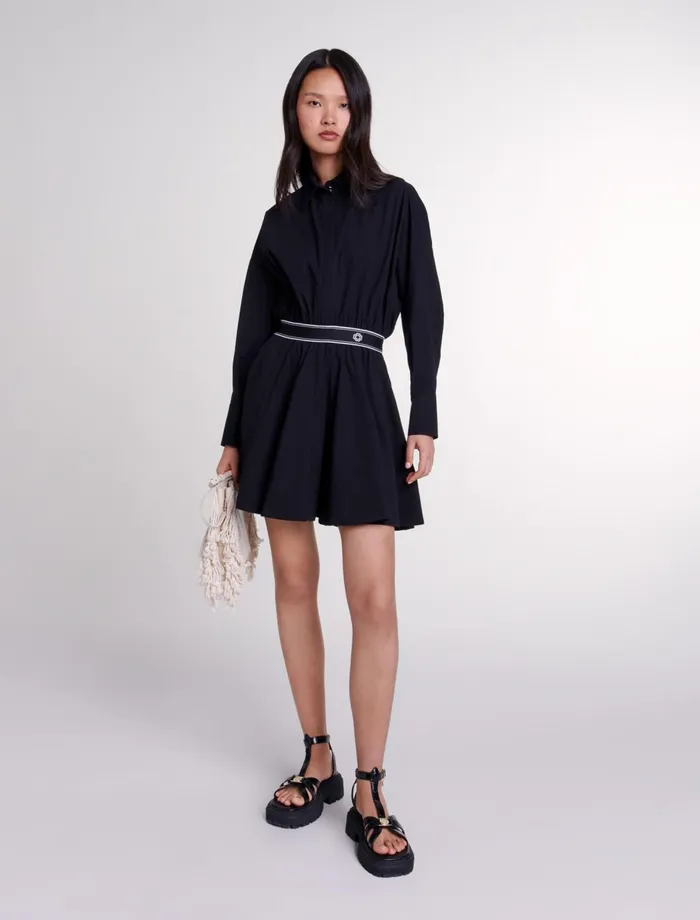 Dresses Women Maje Short Elasticated Shirt Dress Black