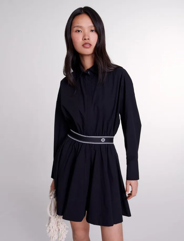 Dresses Women Maje Short Elasticated Shirt Dress Black
