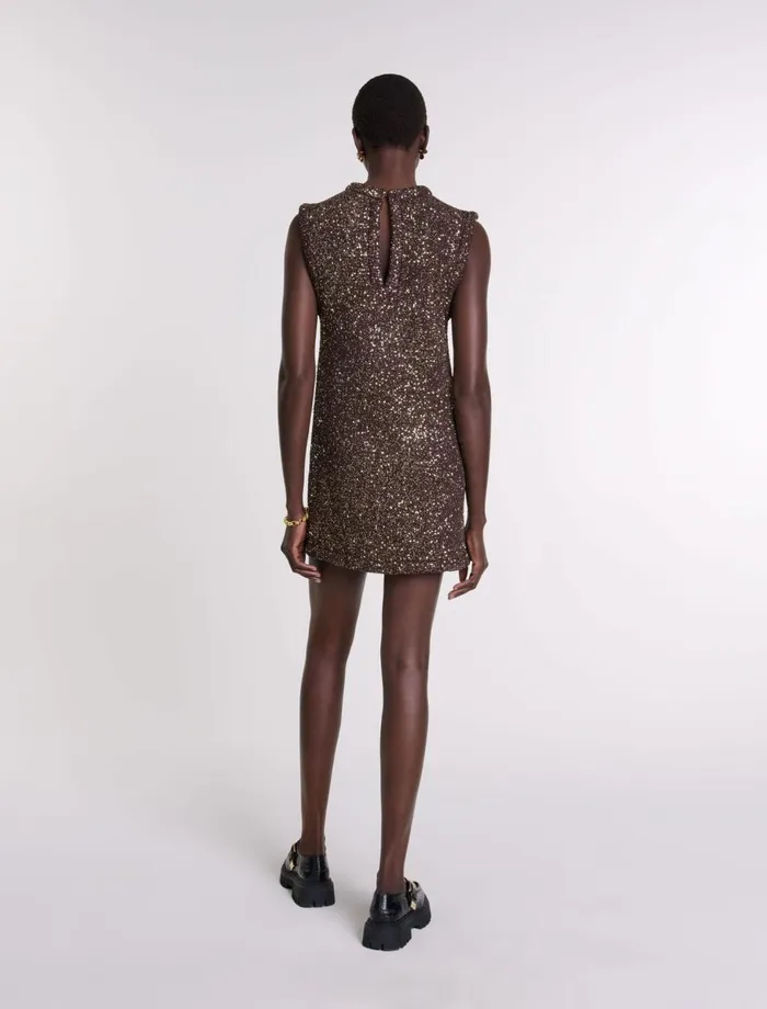 Dresses Women Maje Short Sequin Dress Brown