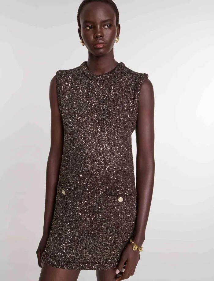 Dresses Women Maje Short Sequin Dress Brown