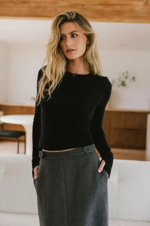 Drew Ribbed Knit Top In Black Black Women Bohme Tops
