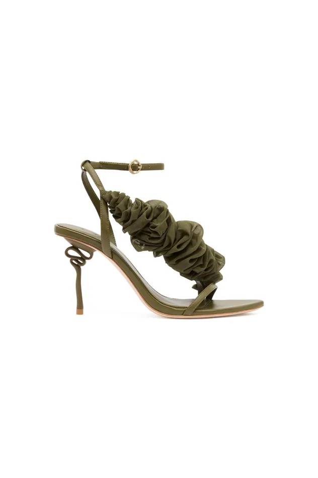 ElaRuffleRibbon Heel Deep Olive Women Aje Wedding Guest Dresses