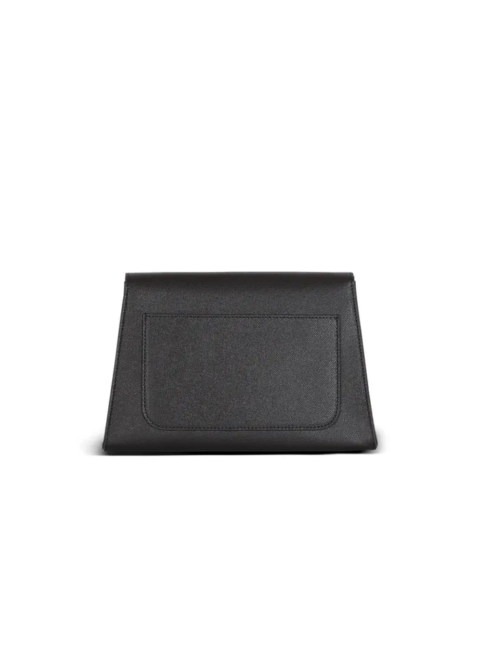 Emblegraveme Flap Grained Calfskin Bag Black Women Balmain Clutches