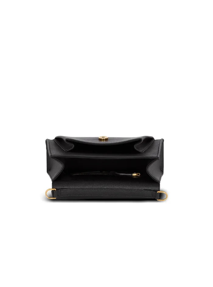 Emblegraveme Flap Grained Calfskin Bag Black Women Balmain Clutches