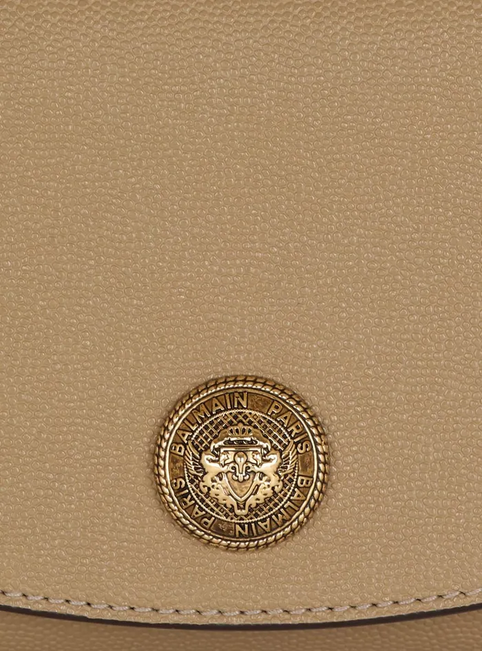 Emblegraveme Grained Calfskin Clutch Brown Women Balmain Small Leather Goods