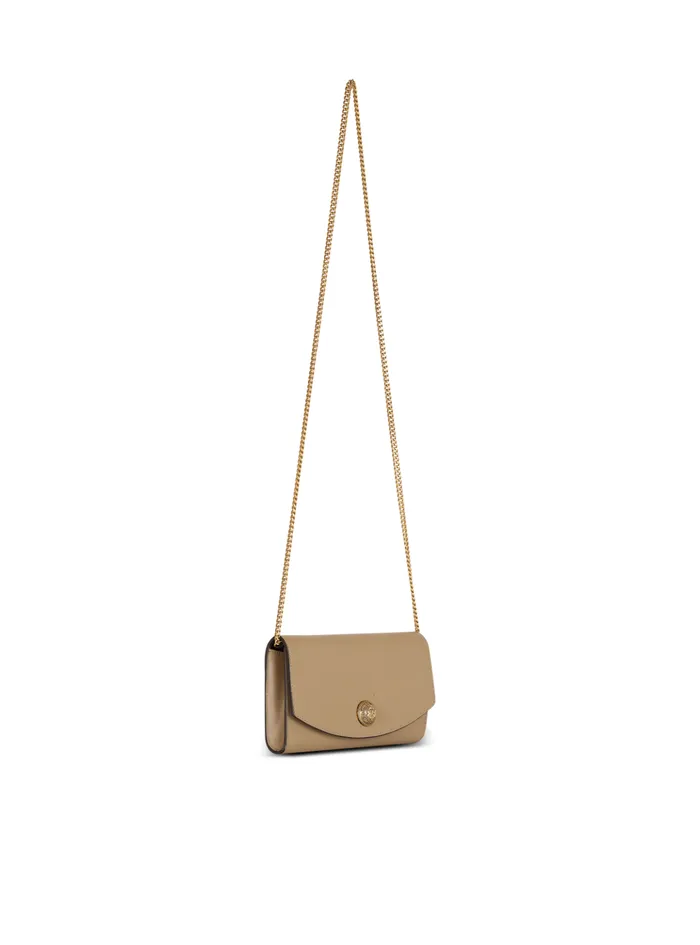 Emblegraveme Grained Calfskin Clutch Brown Women Balmain Small Leather Goods