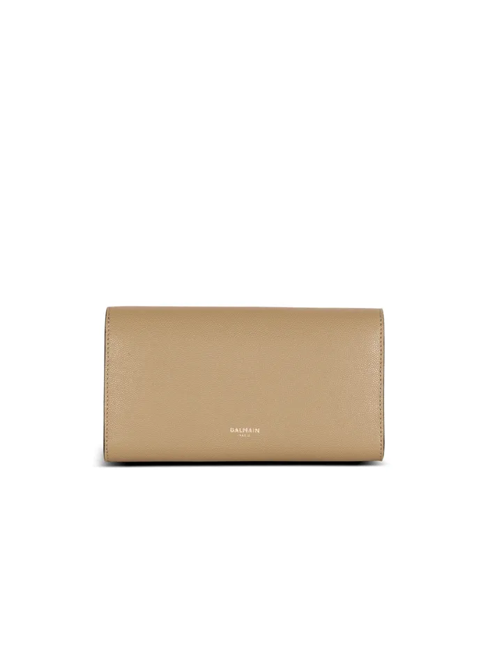 Emblegraveme Grained Calfskin Clutch Brown Women Balmain Small Leather Goods