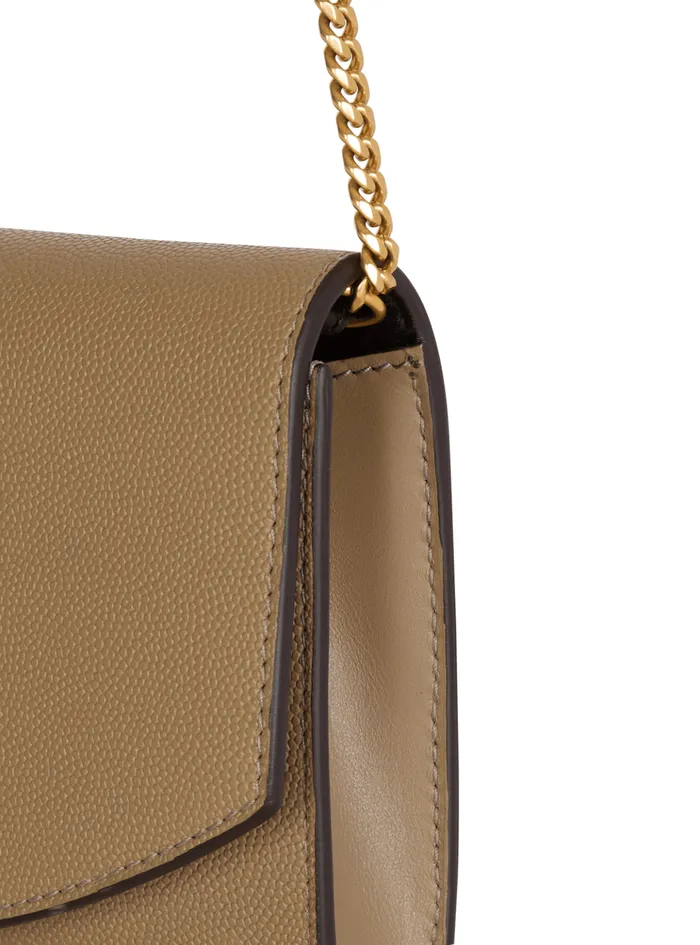 Emblegraveme Grained Calfskin Clutch Brown Women Balmain Small Leather Goods