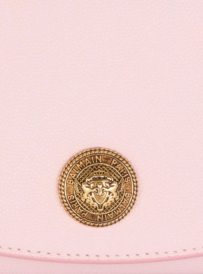 Emblegraveme Grained Calfskin Clutch Pink Women Balmain Small Leather Goods